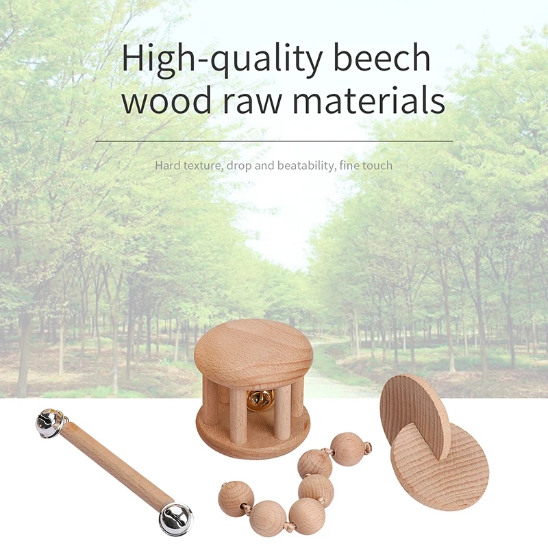 Baby Toys Bell Rattles Ball Toddler Toys Infant Educational Toy beech wood Hand Bell Interactive Baby Toys 0 12 Months Baby Gift