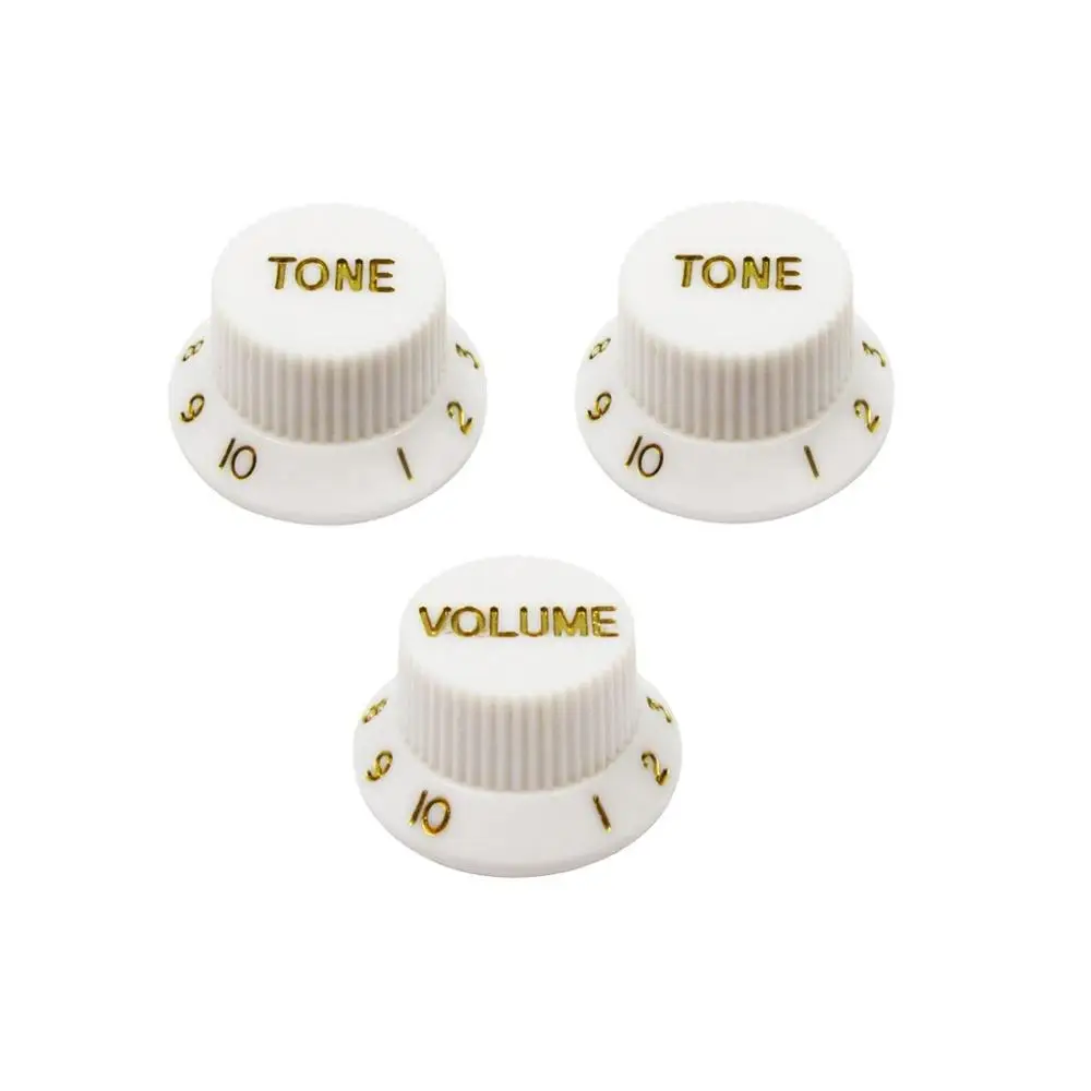 FLEOR Plastic 2T1V Top Hat Electric Guitar Knobs Volume Tone Control Knobs Caps Buttons Fit ST Guitar Accessories