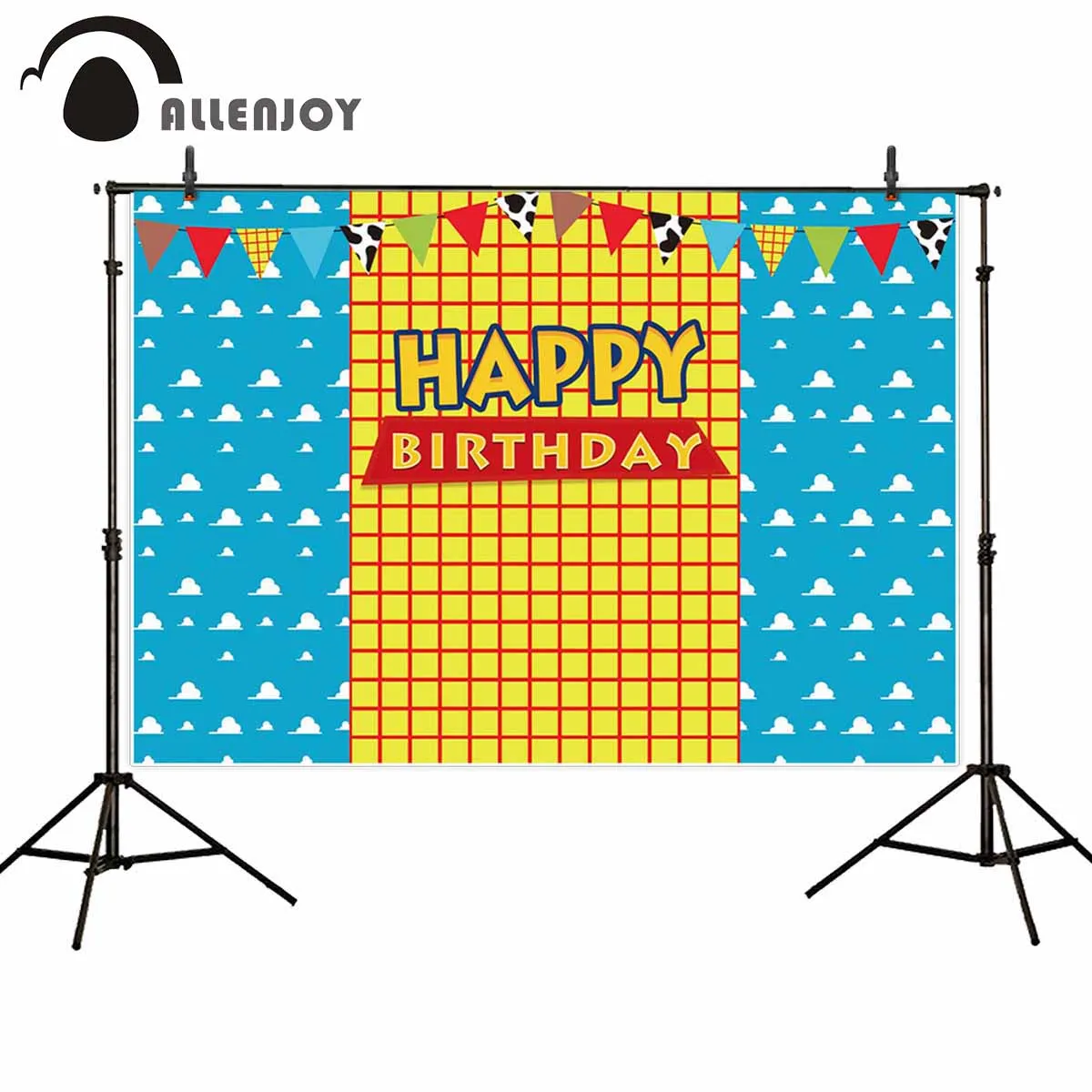 Allenjoy birthday backdrop flag lattice clouds baby shower baptism kids party decoration photophone photography background vinyl