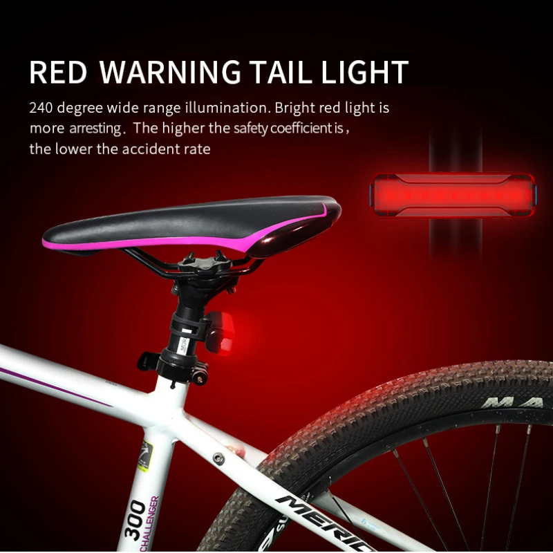 2/5PCS Bike Taillight Waterproof Riding Rear Light Led 2600 MAh Usb Rechargeable Mountain Bike Cycling Light Tail-lamp