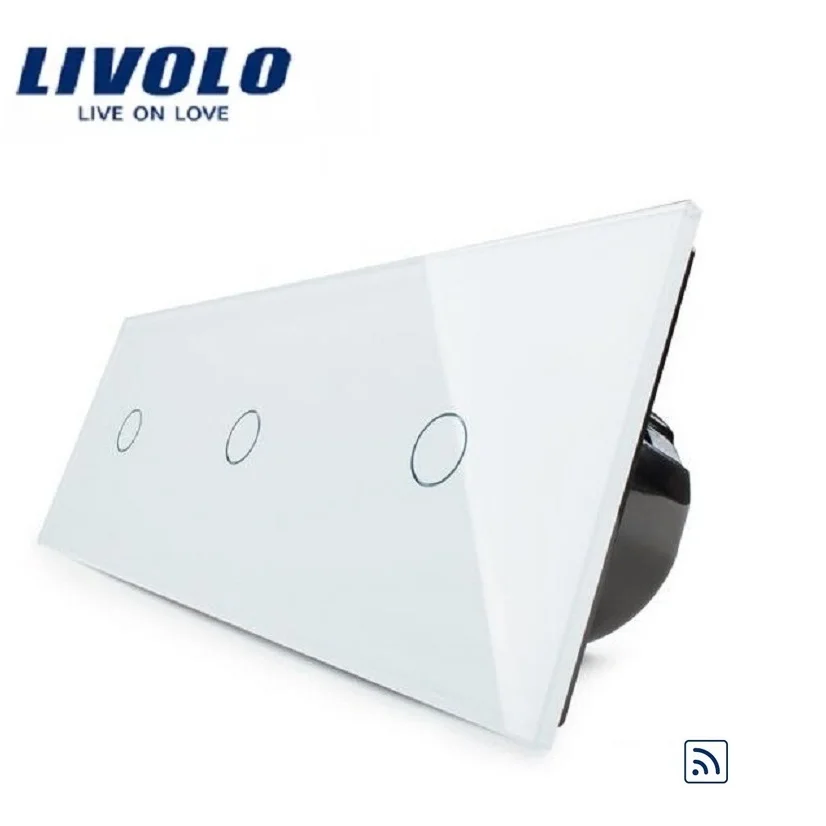 Livolo Remote Wall Switch,Triple Light Remote Function,220-250V VL-C703R-11/12,Crystal Glass Panel for Smart Home EU Standard