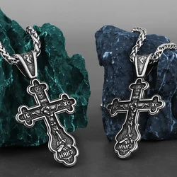 Titanium Steel Cast Crucifix Catholic Cross Religious Christian Amulet Stainless Steel Pendant Men's Necklace Jewelry Wholesale