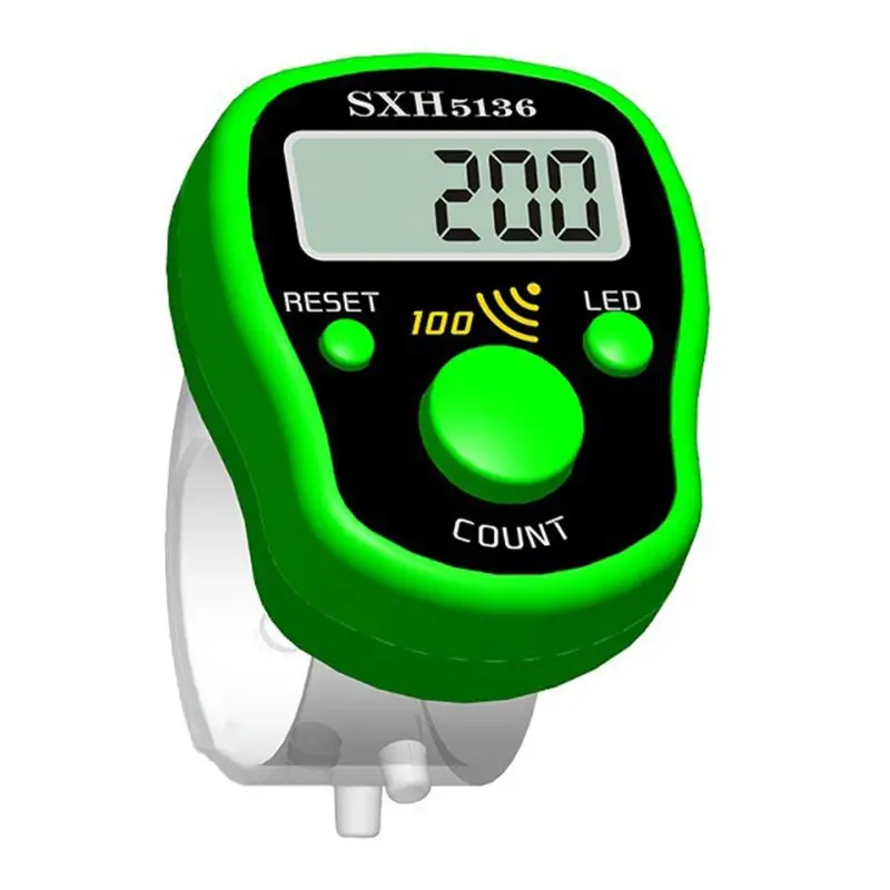 LED Finger Tally Counter Digital Electronic Tasbeeh Counter Lap Track Handheld Clicker for w/ Ring Resettable Digits Dis