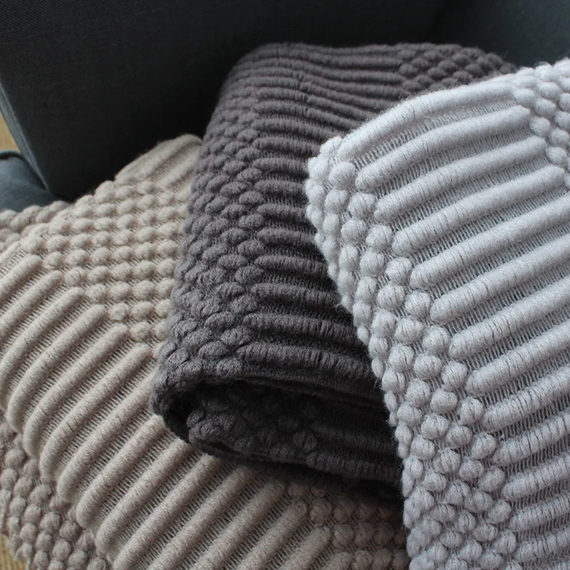 New Brown Gray Knitted Blanket Soft Sofa Bed Throw Blanket For Adults Thread Warm Plaids Blanket 127*170cm/127*220cm