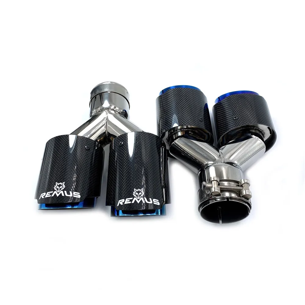 Car Modification Remus For Mk7 Universal Dual Blue Automobile Exhaust Pipe Muffler Tip 3 Series W222 E70 2Pcs Left and Right