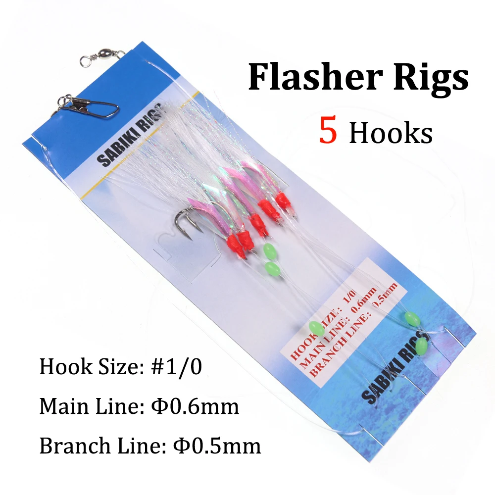 10 Bags/lot #1/0 Sea Fishing Sabiki Rigs Feather Head/ Tinsel Tube/Flash Skin High Carbon Steel Jigging Hook Lure For Herring