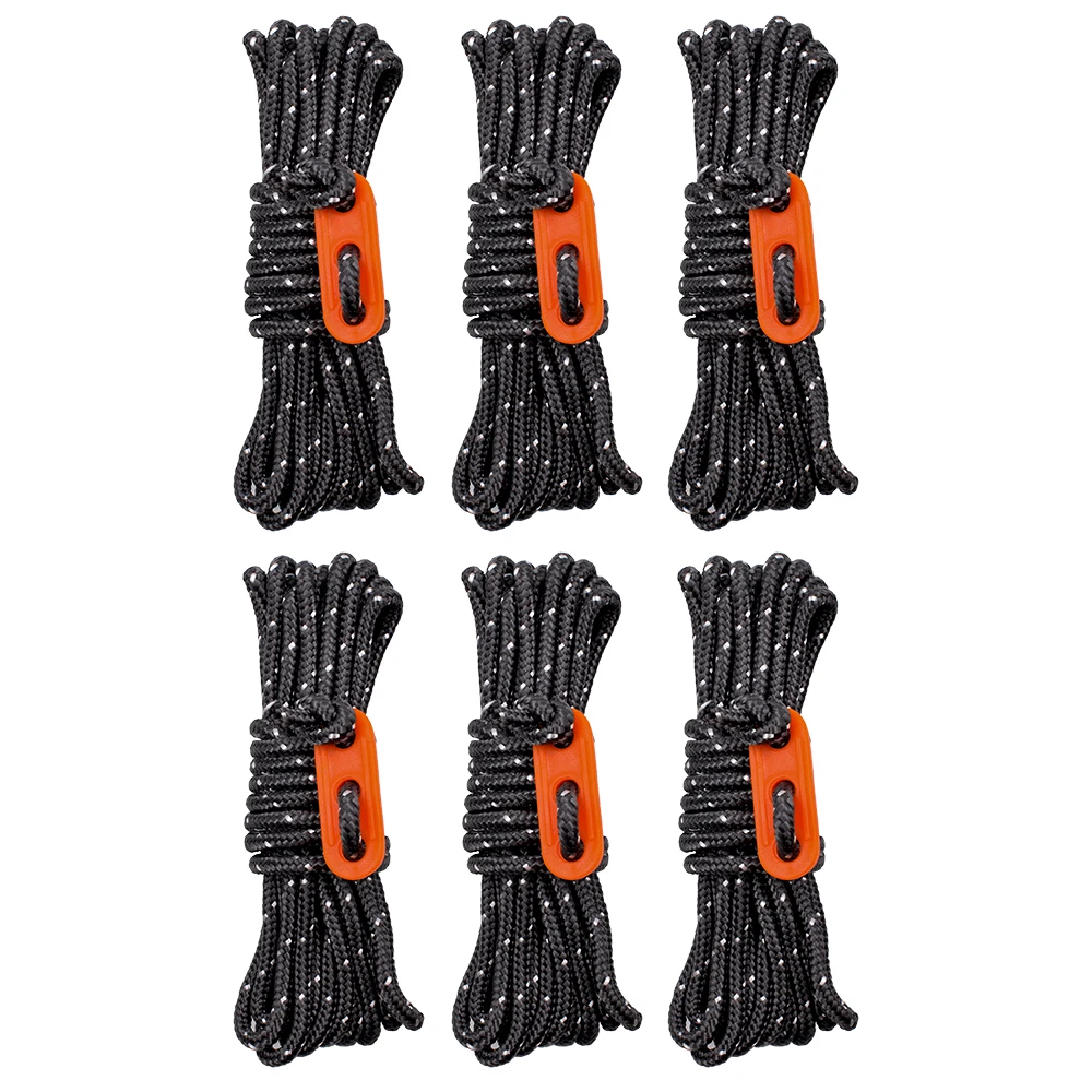 GeerTop Reflective Guyline 6 Pack 4mm Outdoor Tent Cords Ultralight Camping Gear with Guylines Adjuster Tensioner Pouch for Tent