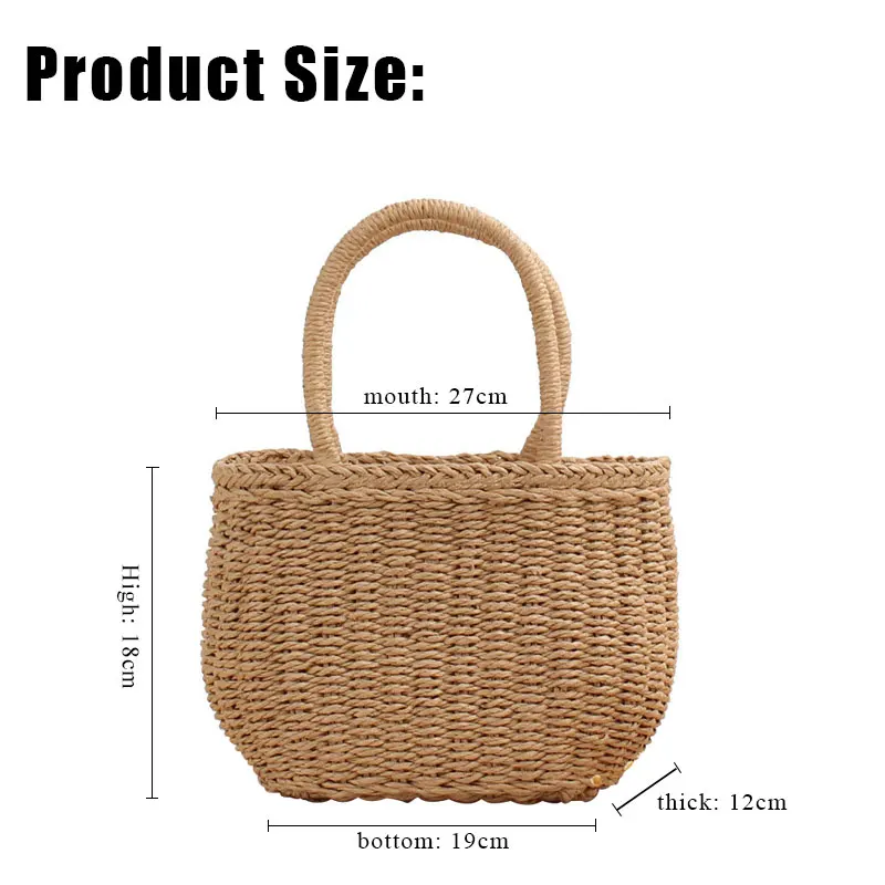 YoReAi Summer Woman Beach Braided Handbag Ladies Straw Shopping Large Capacity Bag Vacation Bohemian Bucket Raffia Rattan Bags