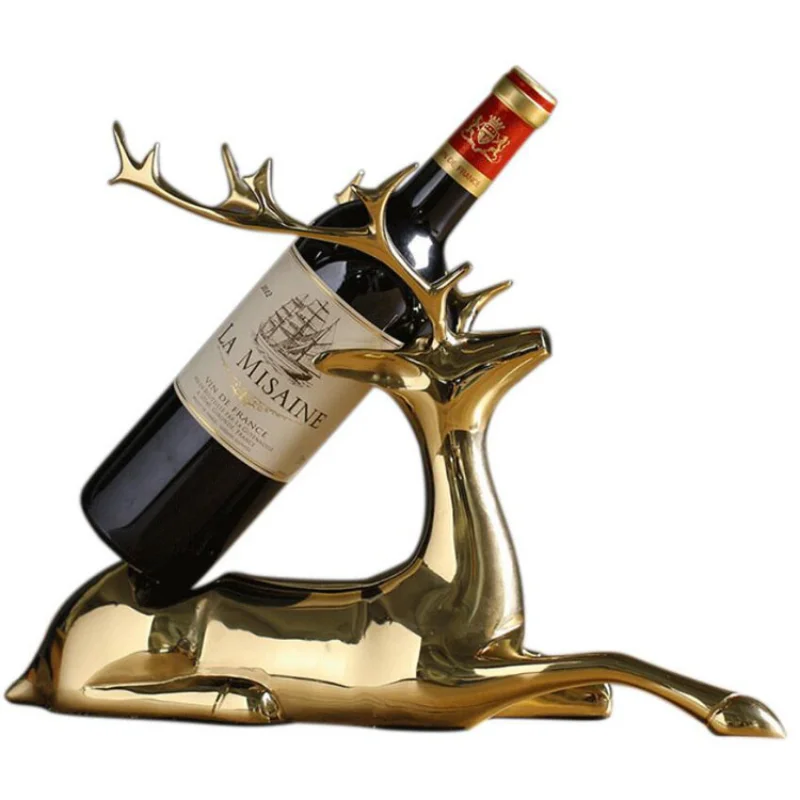 Pure Bronze Hot Sale Modern Display Deer Animals Wine Rack For Wine Store