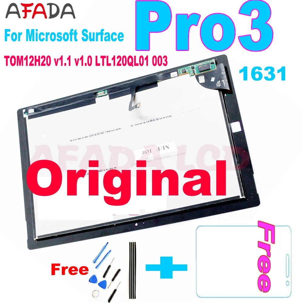 Original Lcd For Microsoft Surface Pro 3 1631 LCD Display Touch Screen Digitizer TOM12H20 v1.1 v1.0 LTL120QL01 For Pro3 LCD