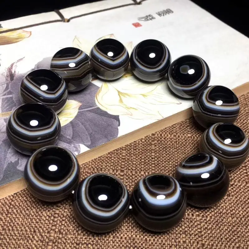 

16mm Graceful with eye Dzi Bead Bangle nature vein Bead chalcedony bracelet amulet