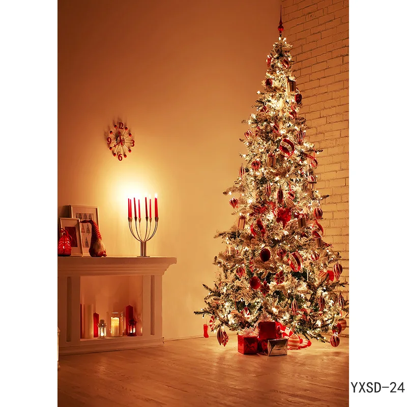 SHENGYONGBAO – arrière-plan pour photographie de noël, thème d'intérieur, arbre de noël, cheminée, arrière-plan pour photos d'enfants, 21712 YXSD-11