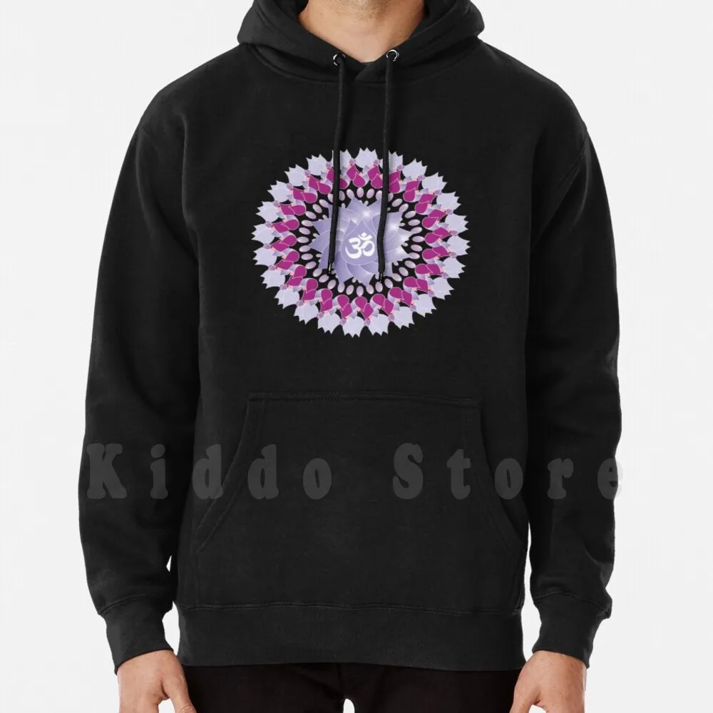 Om Mandala Hoodies Long Sleeve Om Mandala Violet