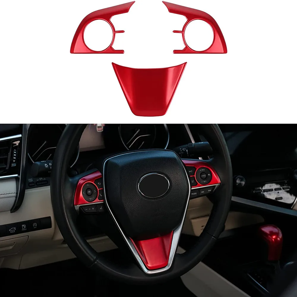 

Steering Wheel Button Cover Sticker Inner Decoration ABS Trim for Toyota Camry 2018 2019 2020 3pcs