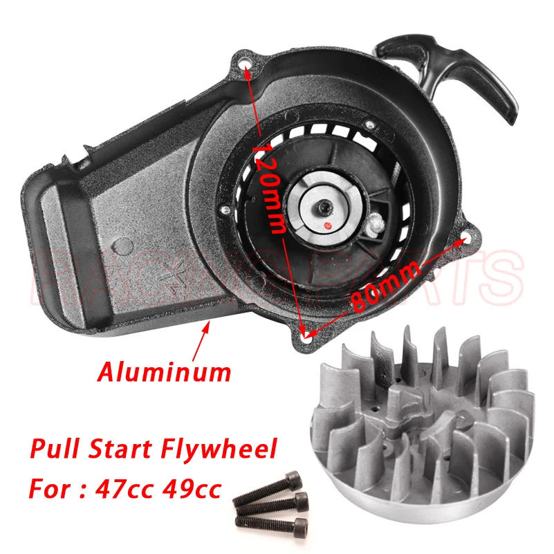 47CC 49CC Flywheel Pull Start Starter Screw 2 stroke Pocket BIke MINI Motor Dirt Bike ATV Aluminium cover