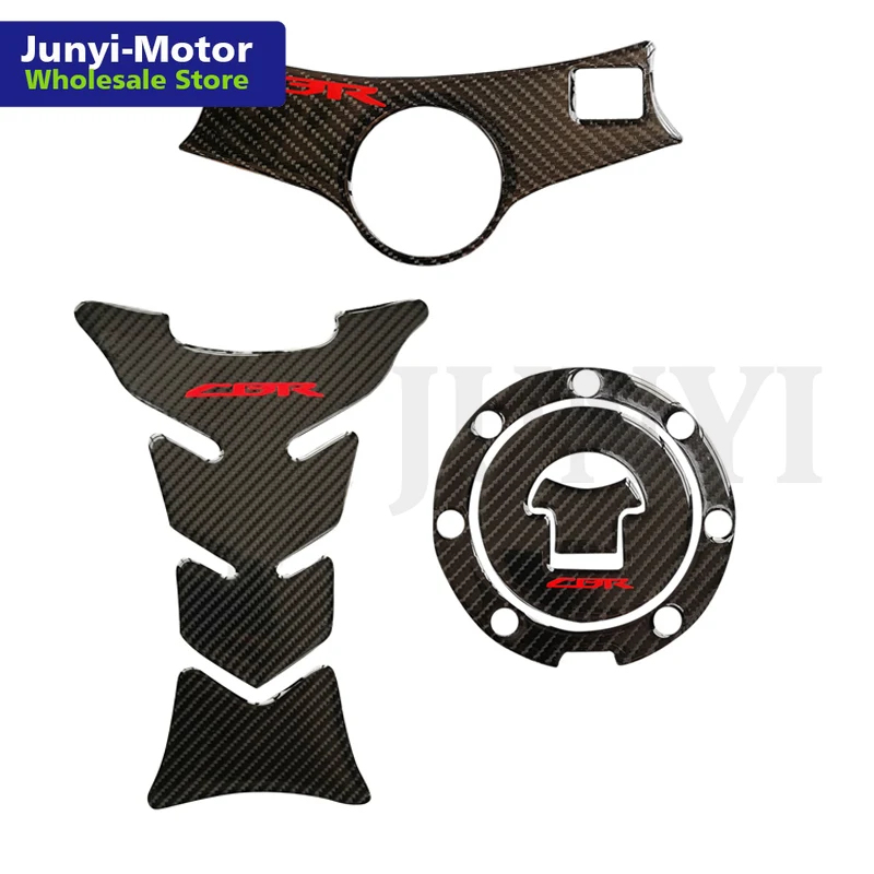 For Honda CBR600F4 CBR600F4i 1999-2006 3D Motorcycle Carbon Fiber Triple Clamp Fuel Tank Cap Fuel Tank Protector Sticker Decal