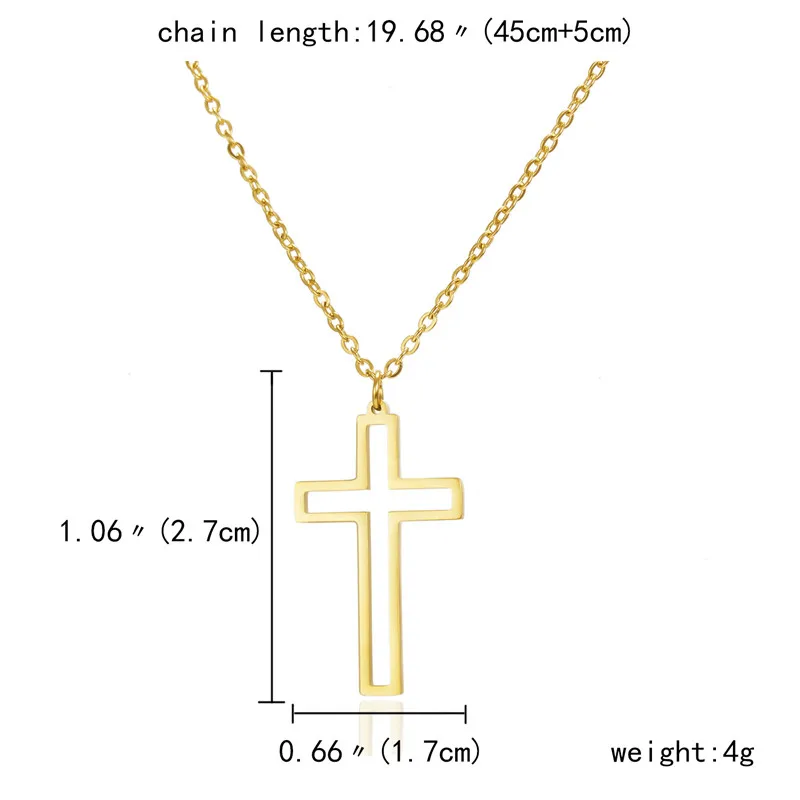 Rinhoo Stainless Steel Necklace For Women Men Long Chain Cross Necklace Small Cross Religious Christian Ornament Jewelry Gift