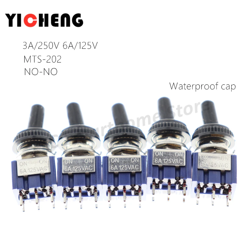 5Pcs MTS202 MTS203 SPDT DPDT toggle switch rocker switch 6A/125V rocker toggle switch Waterproof cap push button MTS-202 MTS-203