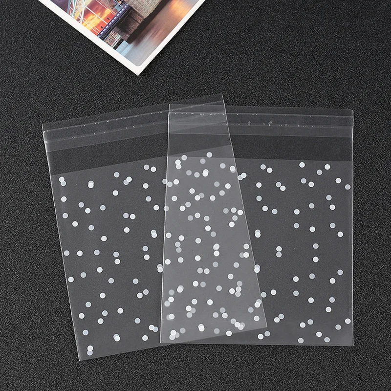 100pcs Gift Bags Gift Packing Bag Dot Plastic Biscuits Packaging Bread Baking Supplies Candy Cookies Party Wedding Decoration