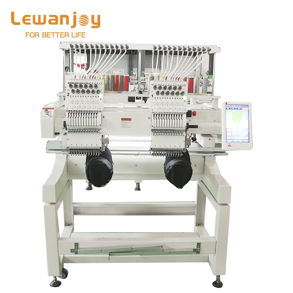 High Performance Industrial Double Heads Embroidery Machine 12 15 needles Flat Cap Shirt Two heads Embroider Equipment