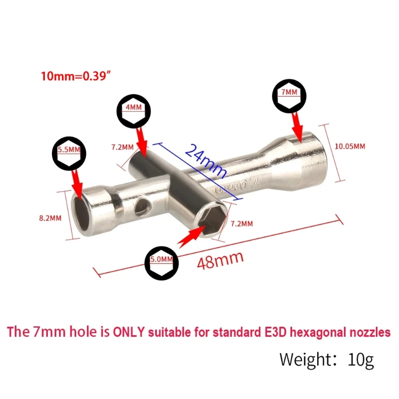 E3D – Mini-clé à douille V6 M2 M2 M2, 5 M3 M4, écrou à vis, clé hexagonale à douille transversale, entretien du modèle de roue de voiture