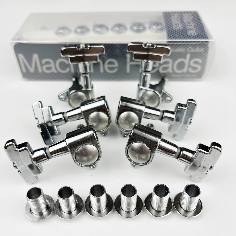 KAYNES J-109 3R+3L Chrome Silver Electric Guitar Machine Heads Tuners Art Deco Rotomatic Imperial Style Head Guitar Tuning Pegs