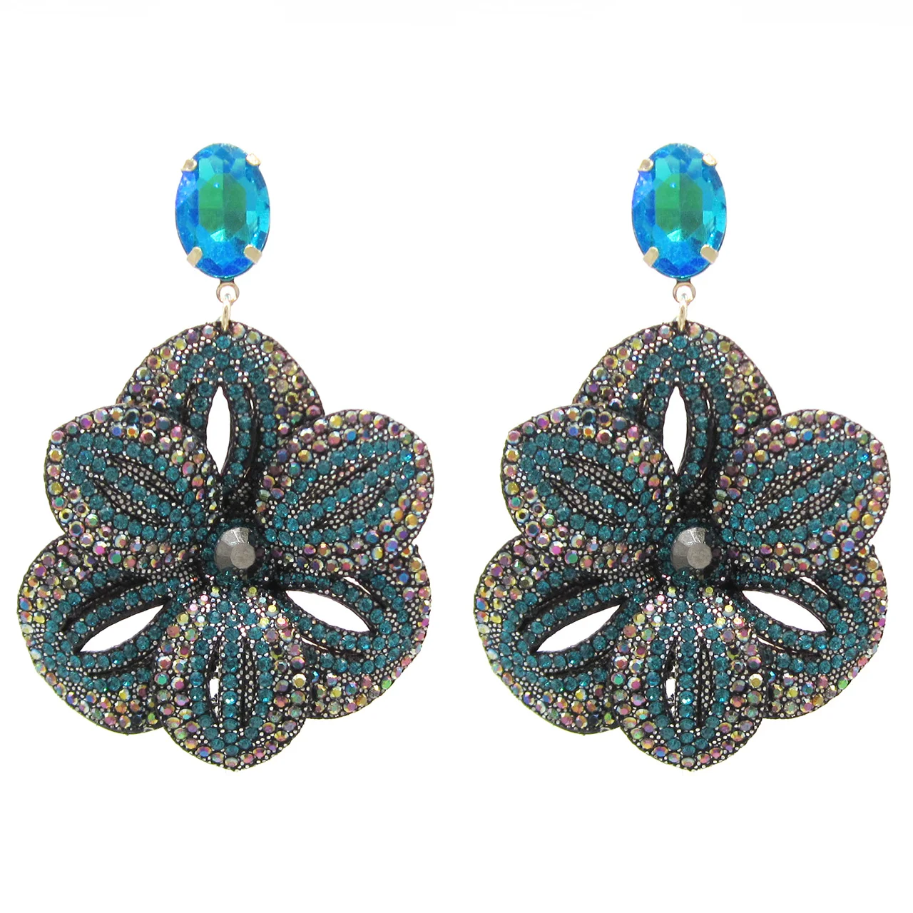 

Новые богемные большие серьги в форме цветка для женщин Висячие серьги Эффектные серьги Стразы оригинальные дизайнерские серьги Модные юв...