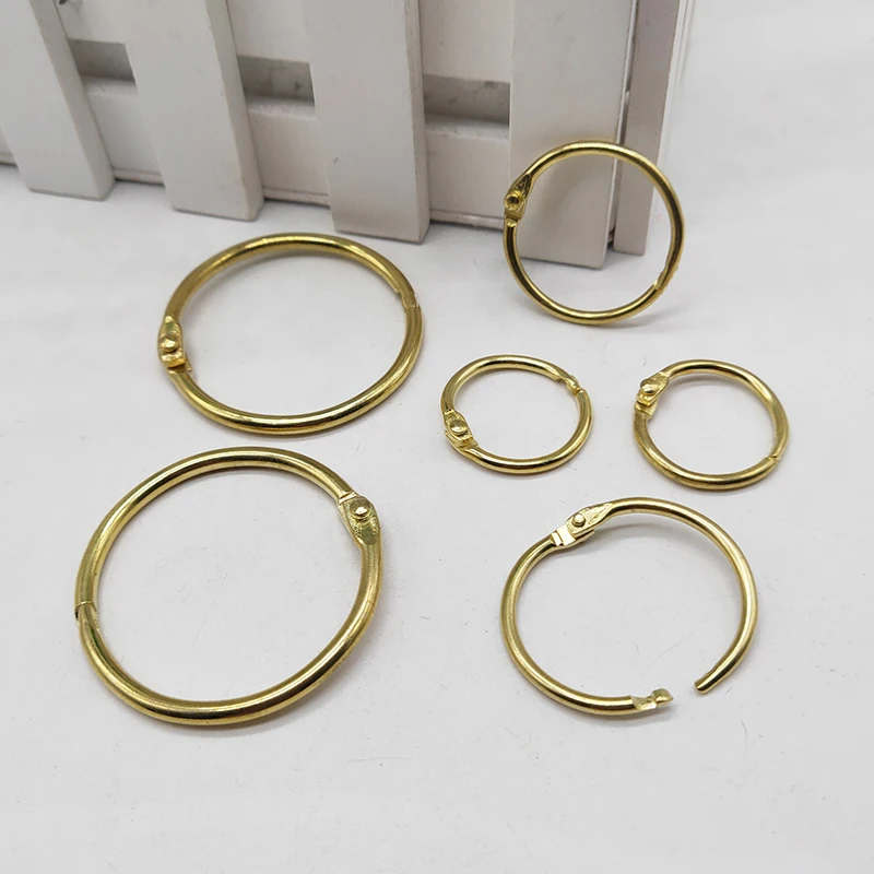 5Pcs 15-30mm Metal Notebook Rings Gold Binder Hinged Ring School Loose Leaf Opening Circle Hoops Scrapbook Album Binding Ring