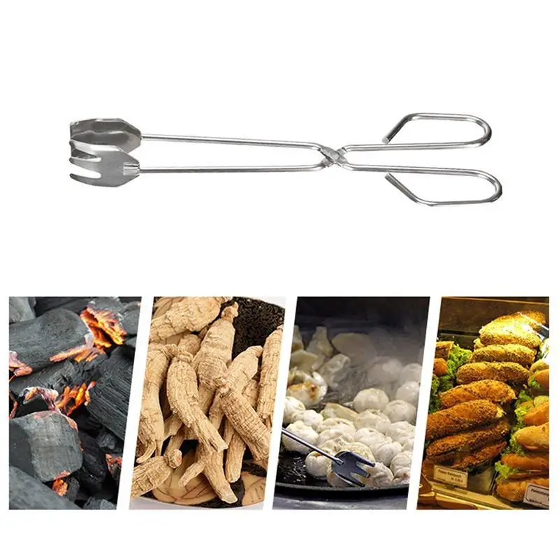 Convenient BBQ Tools Stainless Steel Scissors Type Grilled Food Clip Barbecue Accessories Portable Tongs Outdoor Gadget