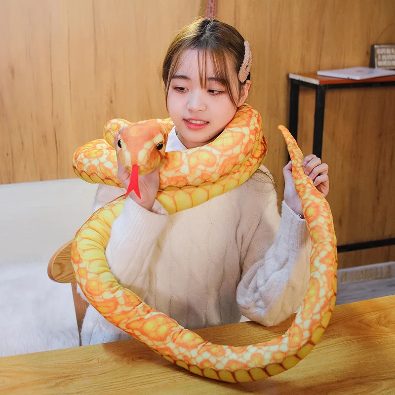 300CM Real Life Snake Plush Toy Giant Boa Cobra Long Snake Stuffed Snake Plush Red Yellow Black Green Creative Decor Gift