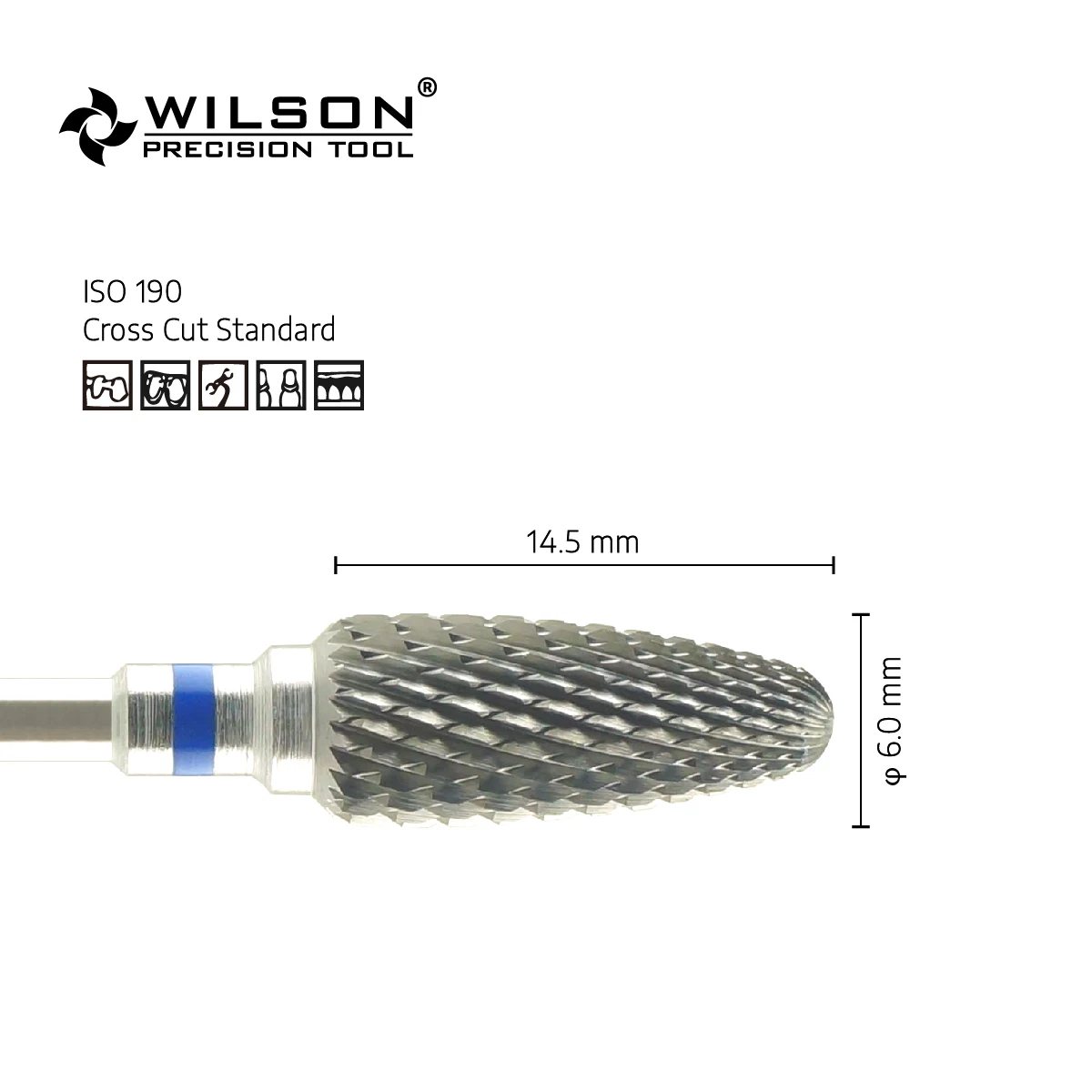 WilsonDental Burs 5000349-ISO 272 190 060 Tungsten Carbide Dental Burs for trimming  Plaster/Acrylic/Metal