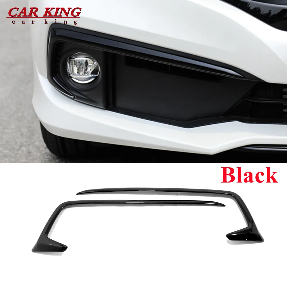 For Honda Civic 10th sedan 2019 2020 ABS Glossy Black Front Fog Light Lamp Bumper Protector Cover foglight Eyebrow Eyelid Trim