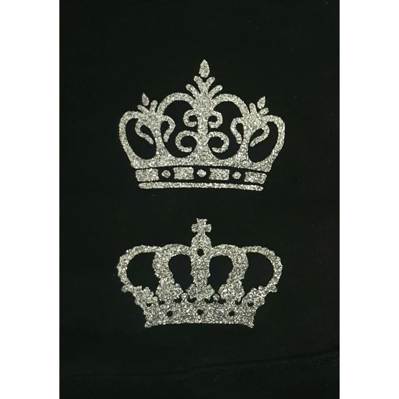 2pcs Fabric Glitter Crown Iron On Transfers Hotfix Fancy Costume T-Shirts DIY Vinyl Applique Patch for Clothing Thermal Sticker