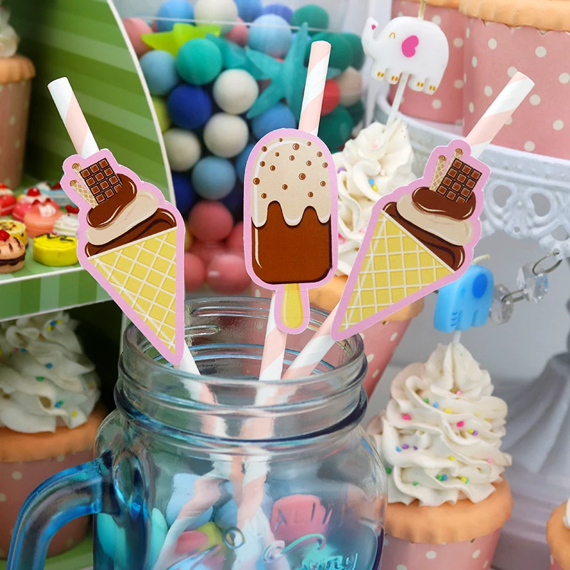 Ice cream theme Party Supplies football Boxes Cups Centerpiece Favor Bags Straws Party Supplies Favor Bags Hanging Decorations