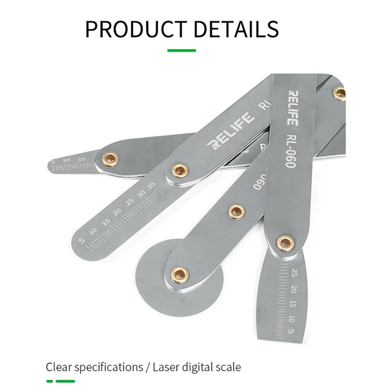 RELIFE RL-060 Pembongkaran Set Ultra tipis Ketebalan 1.0mm Metrik Feeler Range Finder untuk Ponsel Pintar Edge Menghapus