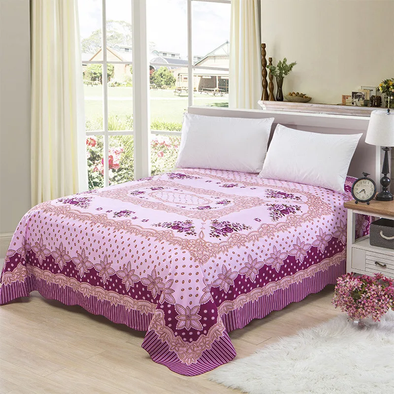 Chic Red Blossom Flowers printed Watercolor Bed Sheet 250X250cm Brushed Cotton Ultra Soft Flat Sheet Bed Cover