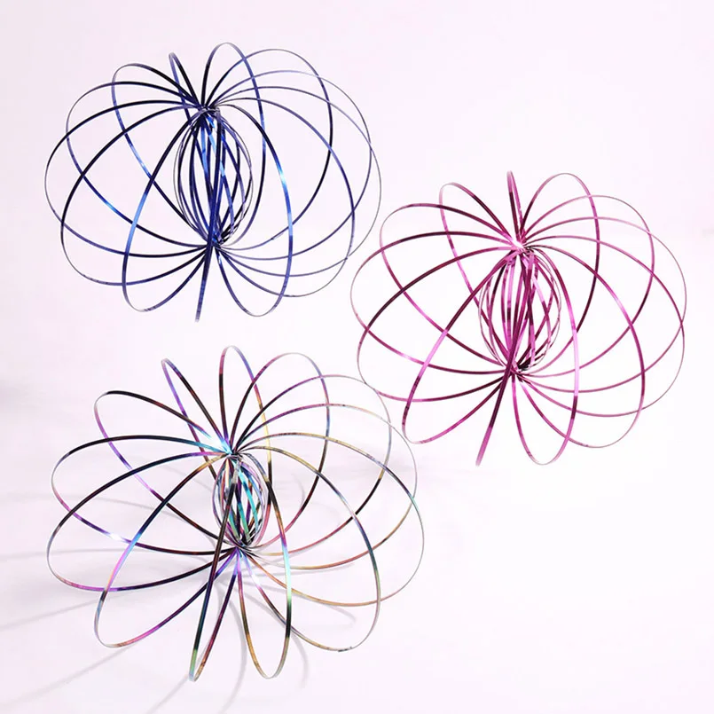 Magic Bracelet Aniti-stress Magic Toroflux Funny Flow Ring Kinetic Spring Toys 304 Stainless Steel Flow Color Rings Toys