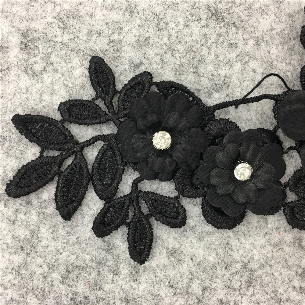 Brand new arrival black applique DIY lace fake collar embroidery craft neckline sewing clothing accessories 1 piece for sale