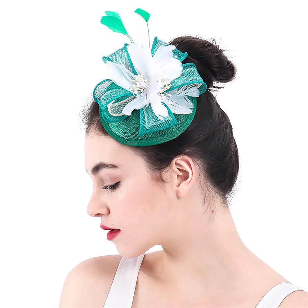 

Women Wedding Headpiece Fancy Feather Flower Fascinator Hats Elegant Ladies Wedding Chapeau Cap Fashion Party Headpieces Clips