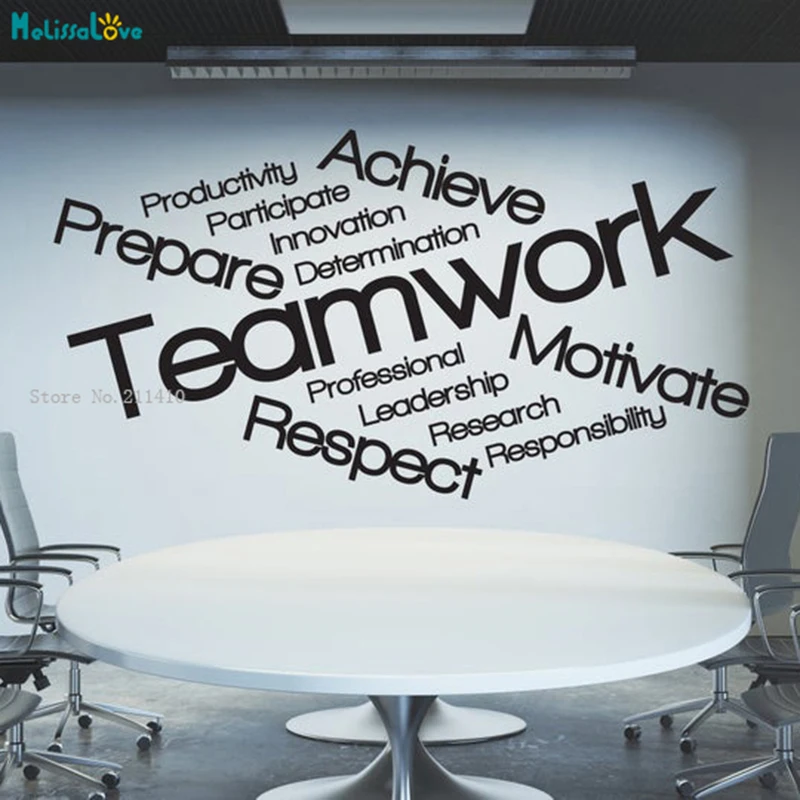 Teamwork Diamond Cross Vinyl Wall Art Decal Business Office Company Achieve Motivate Respect Prepare Decor Sticker YT4392