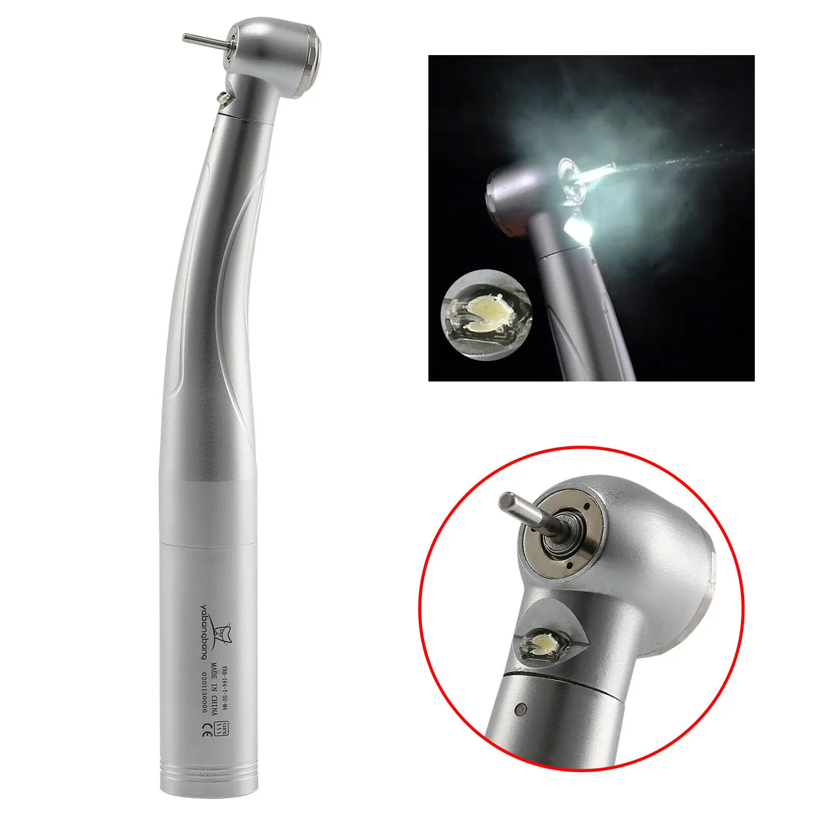 

Dental Fiber Optic LED E-generator High Speed Handpiece Internal Triple Water Push Button Turbine Fit Kavo 4 Hole Quick Coupler