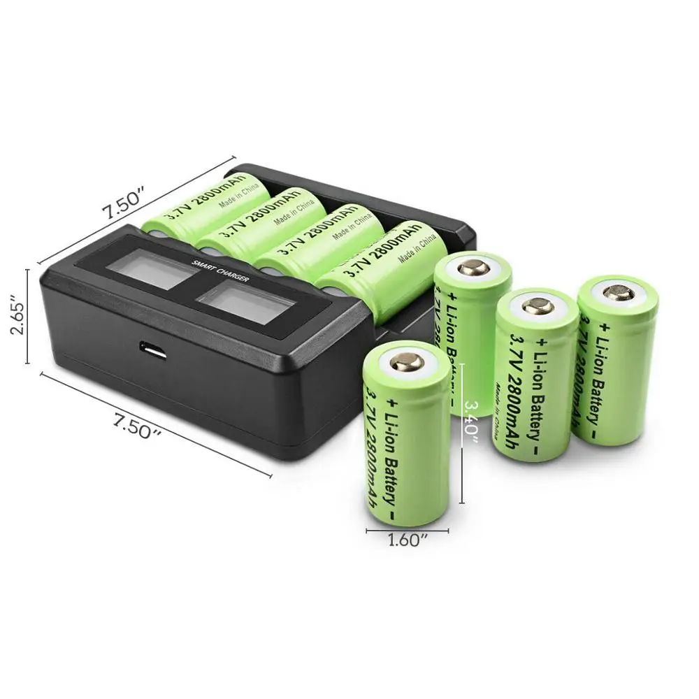 Powtree-batería recargable de iones de litio para cámara de seguridad, pila de 123 mAh, 16340 V, para Arlo, L70, CR123A, RCR 2800, ICR 3,7