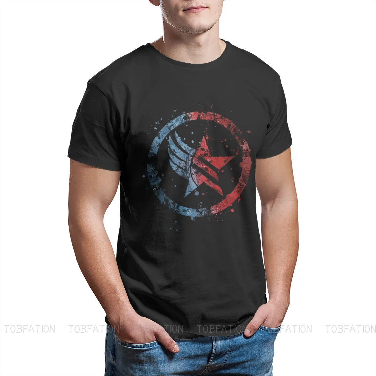 Mass Effect Commander Shepard Asari Game TShirt for Men Renegade Paragon Combo Splatter Humor Summer Tee T Shirt Novelty Loose