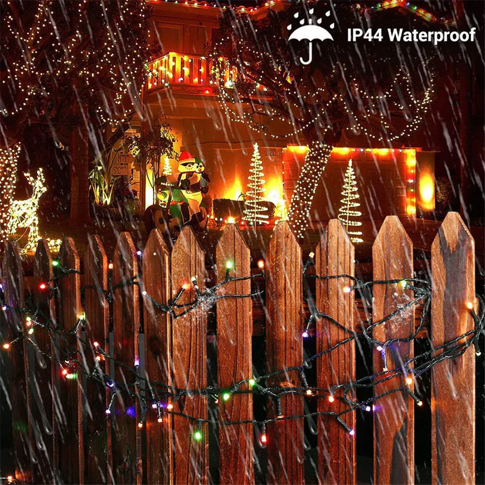 10M 20M Waterdichte Led String Kerstverlichting Op Batterijen 8 Modi Kerstverlichting Buiten Decor Verlichting Vakantie Bruiloft Feest