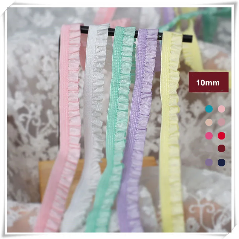 High quality 10mm wind red bacl grey white elastic wood ear webbing elastic lace accessories DIY handmade clothing materials