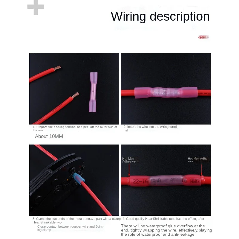 20/50pcs Wire Connection pipe  Terminal Heat Shrink Butt Crimp Terminals Waterproof Insulated Seal Wire Connectors Heat shrinkab