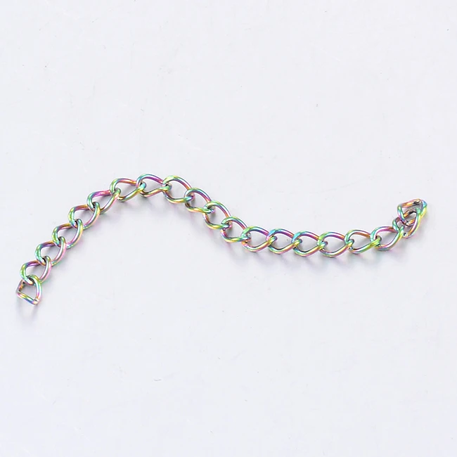 10 Stück/Set Edelstahl DIY Verlängerungskette Zubehör 3mm Breite 3CM Länge Verschiedene Farben Halsketten-Verlängerungskette – Detail 2