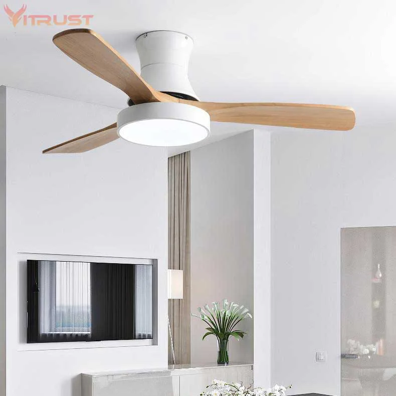 42/52 inch wooden ceiling fan with LED Light Kit Remote Control Modern Blades Noiseless Reversible Motor