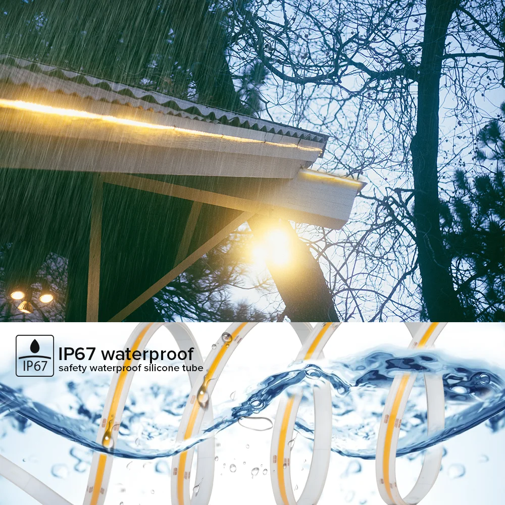 FCOB LED Strip Light IP67 528 640 LEDs High Density Flexible FOB COB Led Lights RA90 Linear Dimmable Outdoor Waterproof 24V