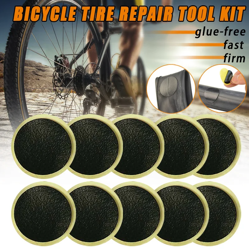 6Pcs/10Pcs Bike Tire Patches Fast Repair Tools without Glue Mountain/Road Bike Tyre Inner Tube Repair Patches BIN